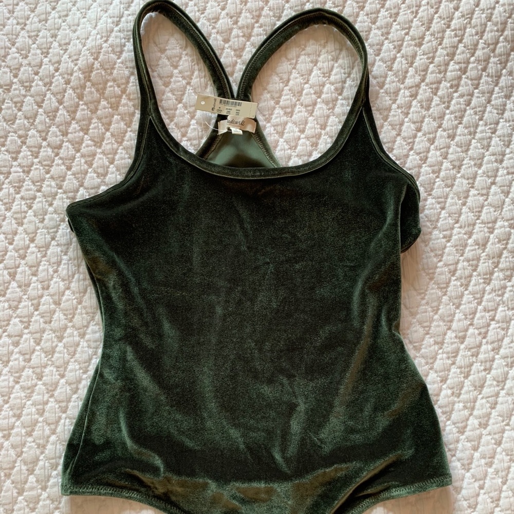 Madewell velvet green tank racerback bodysuit